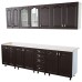 Bucatarie Zebra 260 cm din MDF Wenge cu blat termoizolant alb/gri